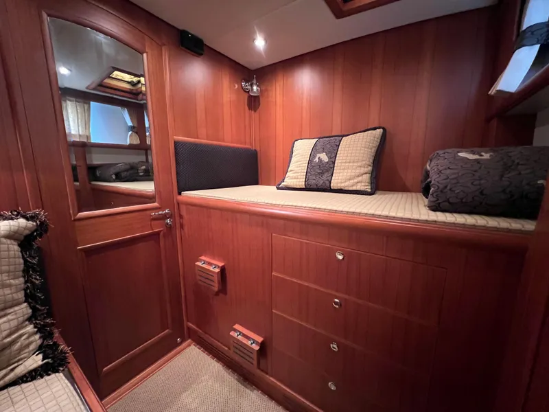 Slide: The Image of Luxurious wooden cabin interior of 2008 Grand Banks 47 Heritage EU yacht. - 31