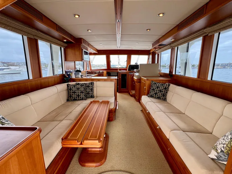 Slide: The Image of Luxurious interior of 2008 Grand Banks 47 Heritage EU yacht with elegant wood finishes. - 6