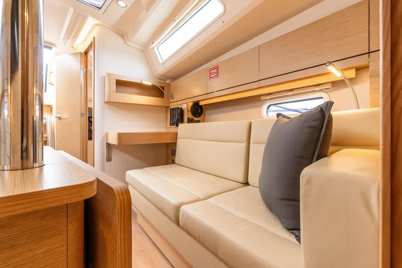 Slide: The Image of Luxurious interior of 2023 Hanse 348 yacht with beige seating and modern design. - 37