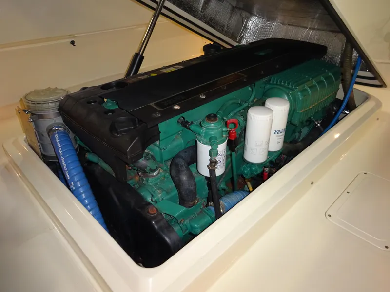 Slide: The Image of Engine compartment of a 2007 Hinckley T29C boat, showcasing detailed mechanical components. - 39