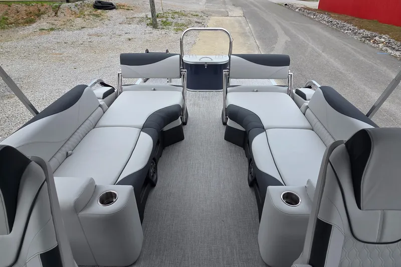Slide: The Image of 2025 Avalon Platinum LSZ 2585 Quad Lounger Shift with luxurious seating and cup holders. - 7