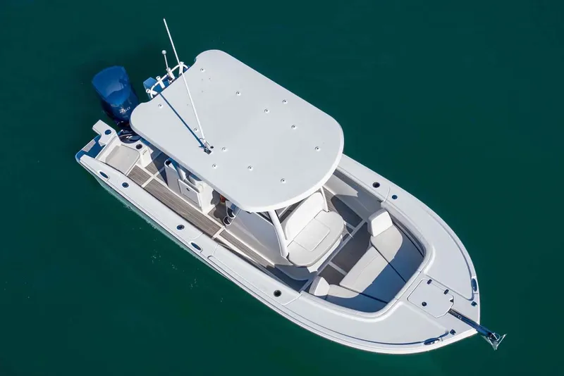 Slide: The Image of Yamaha 200 outboard motor on 2022 Parker 2200 Center Console boat at dock. - 11