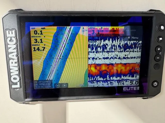 Slide: The Image of Lowrance Elite fishfinder display on 2022 Carolina Skiff 23 Ultra Elite boat. - 14