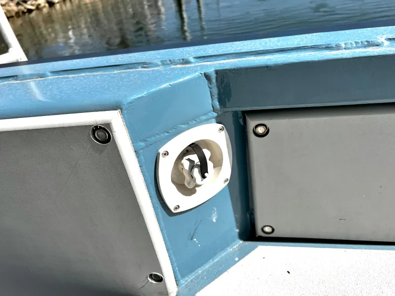 Slide: The Image of Blue and gray boat interior detail with a socket, ACB 30, 2003 model. - 18