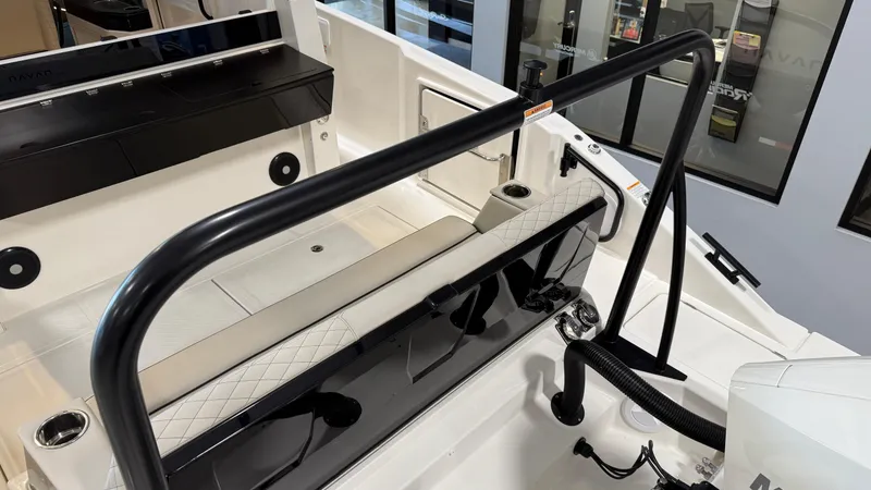 Slide: The Image of 2025 Navan C30 boat interior with sleek seating and modern design elements. - 24