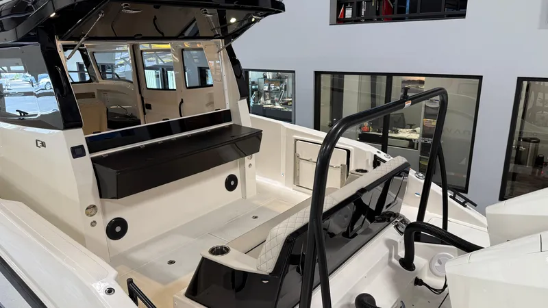 Slide: The Image of 2025 Navan C30 boat interior with modern seating and sleek design. - 25