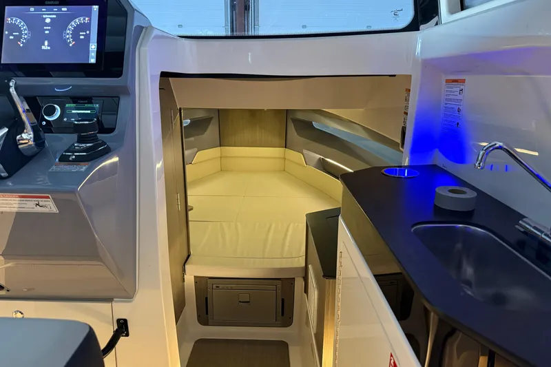 Slide: The Image of Interior of 2025 Navan C30 boat with modern cockpit and cozy cabin. - 69