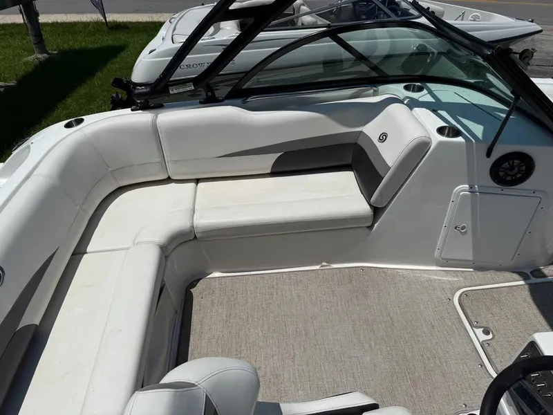 Slide: The Image of 2023 Hurricane SD 187 boat interior with white seating and modern design. - 7
