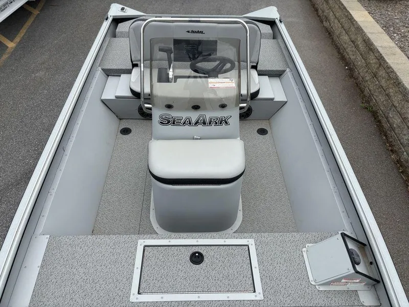 Slide: The Image of 2025 SeaArk Shadow 18 Center Console boat with sleek design and spacious interior. - 7