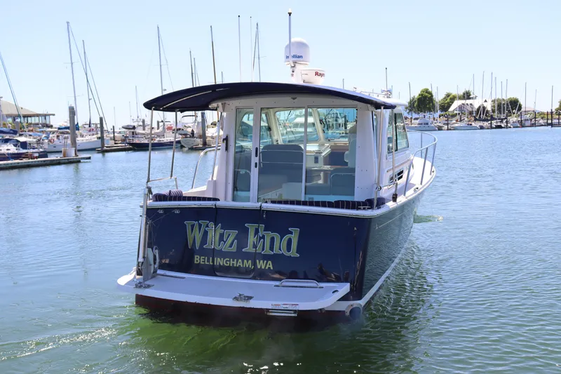 Slide: The Image of 2011 Back Cove 30 boat named "Witz End" in Bellingham marina. - 6