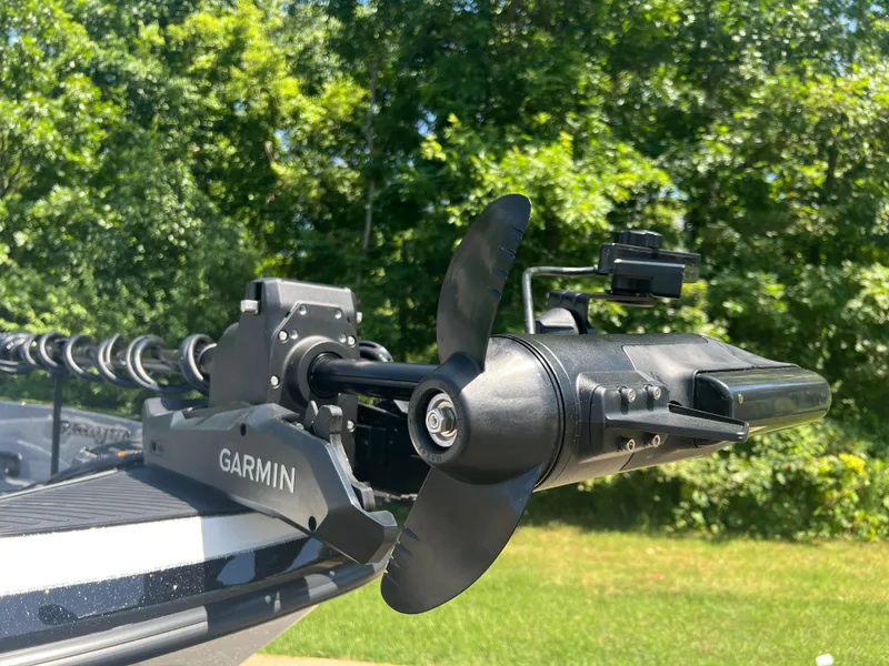 Slide: The Image of Close-up of Garmin trolling motor on 2025 Ranger 621FS Cup Equipped boat. - 11