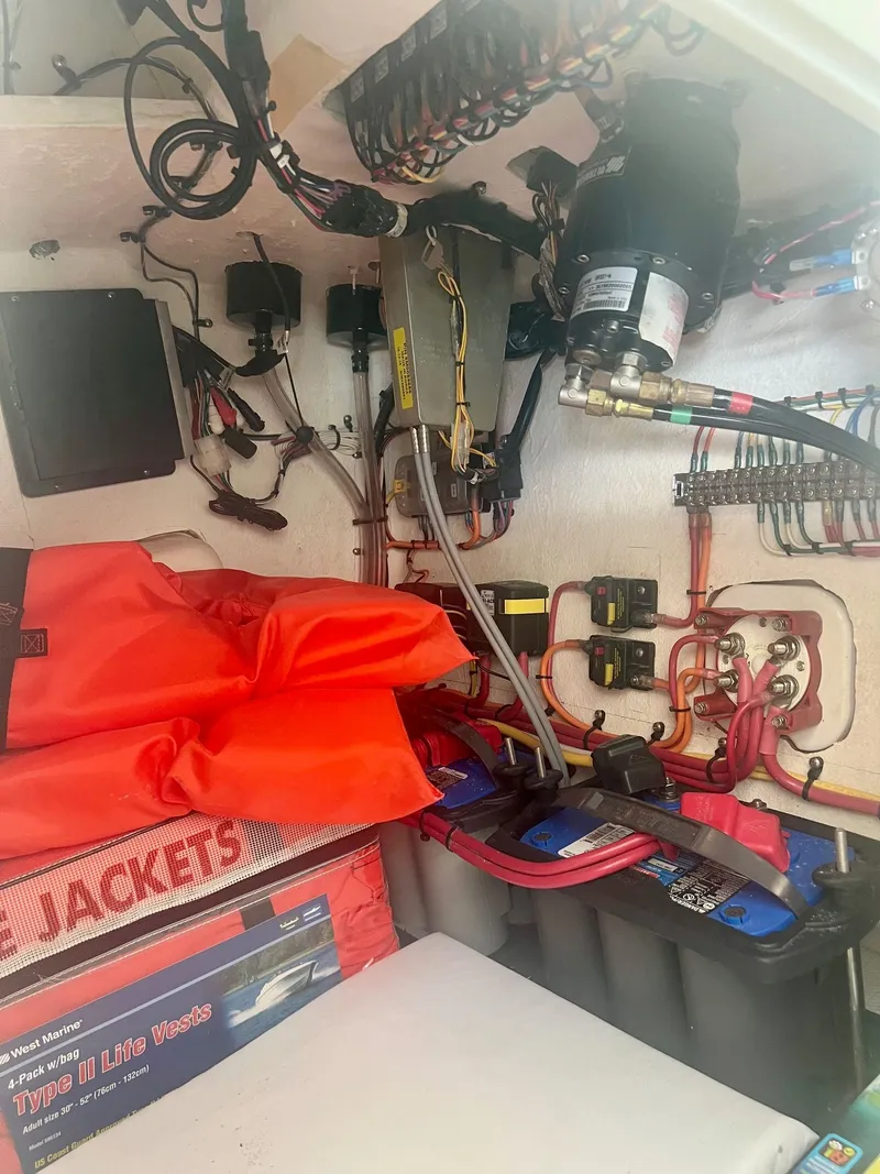 Slide: The Image of Electrical wiring and life jackets in a boat, Concept 23 model, year 2018. - 7
