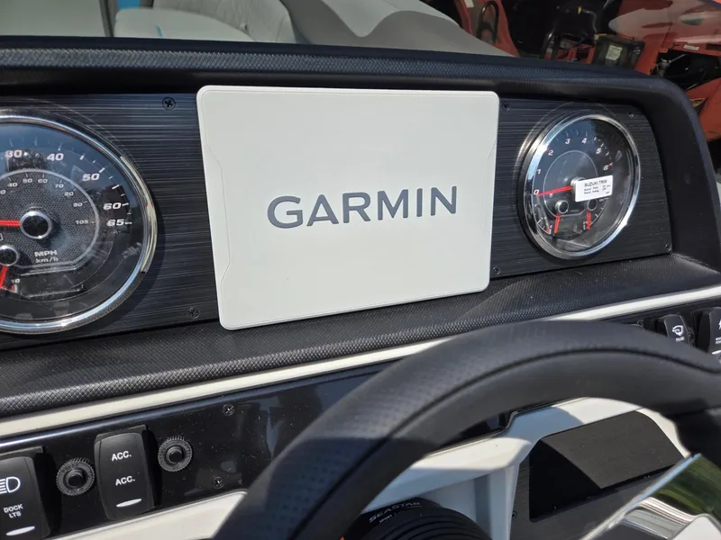 Slide: The Image of Dashboard of 2026 Godfrey SWEETWATER 2286 SB with Garmin display and gauges. - 17