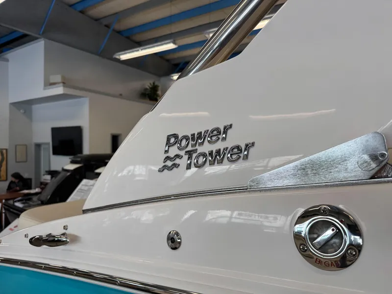 Slide: The Image of 2025 Regal LS4 boat with Power Tower feature in showroom. - 6