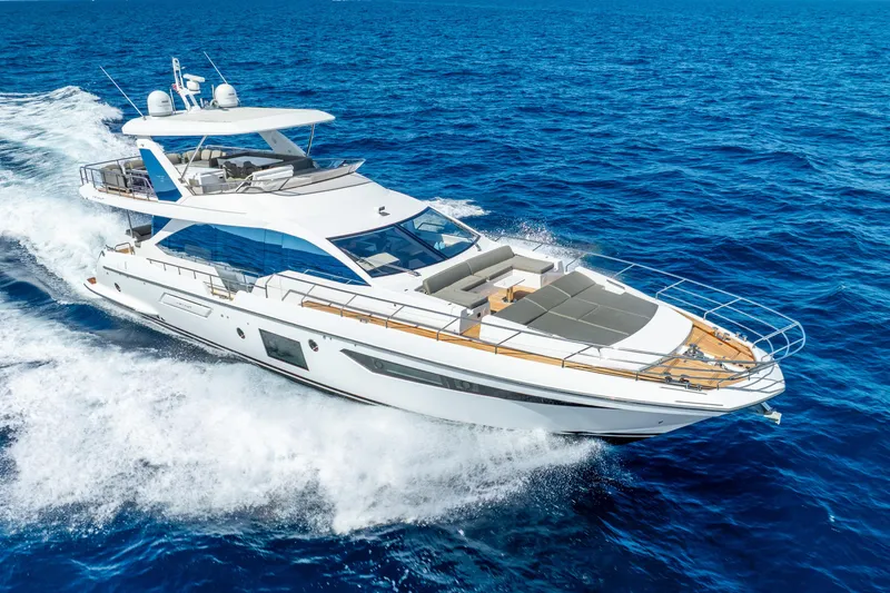 The Image of Azimut Fly 72 yacht cruising on open sea, 2021 model, luxury design. - 0