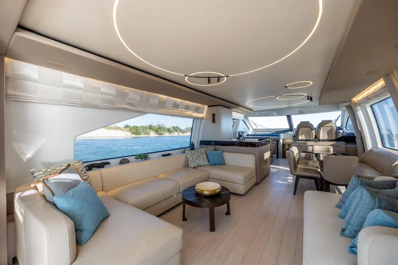 Slide: The Image of Luxurious interior of 2021 Azimut Fly 72 yacht with elegant seating and modern design. - 41
