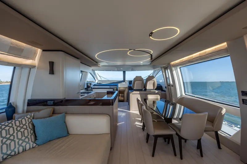 Slide: The Image of Luxurious interior of 2021 Azimut Fly 72 yacht with modern furnishings and ocean view. - 45