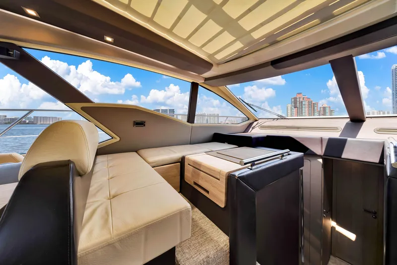 Slide: The Image of Luxurious interior of 2016 Azimut 55S yacht with modern design and panoramic windows. - 35