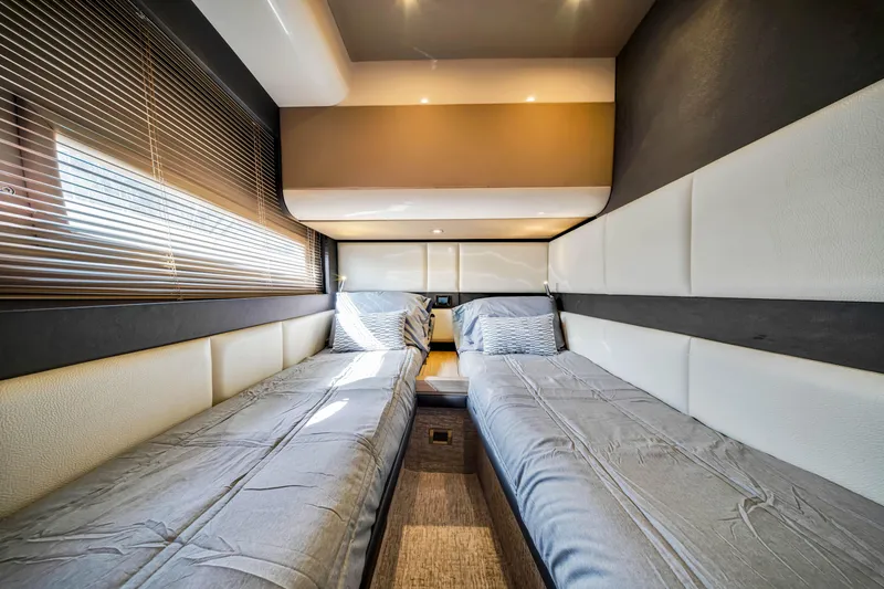 Slide: The Image of Luxurious twin cabin interior of 2016 Azimut 55S yacht with modern design and ambient lighting. - 45