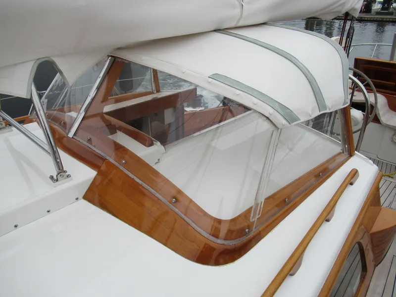 Slide: The Image of 1970 Custom Sparkman and Stephens yacht with wooden trim and clear canopy. - 20