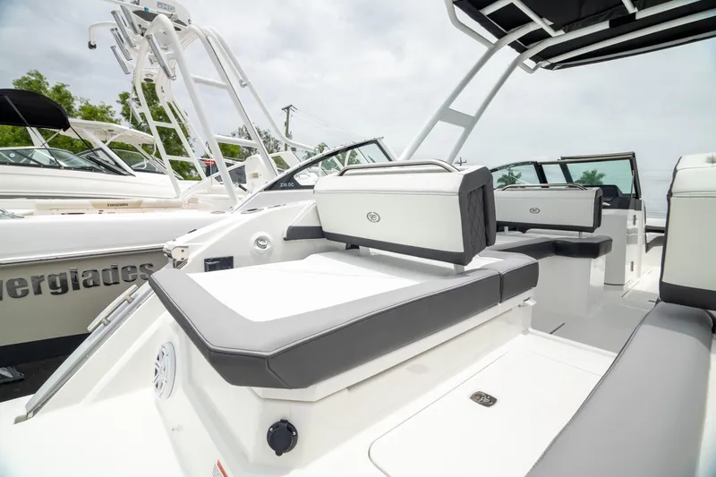 Slide: The Image of 2023 Cobalt R6 Outboard boat interior with sleek seating and modern design. - 20
