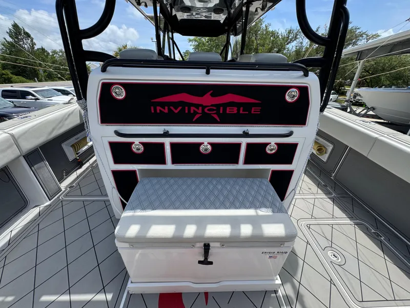 Slide: The Image of 2020 Invincible 40 Catamaran interior with storage compartments and seating. - 41