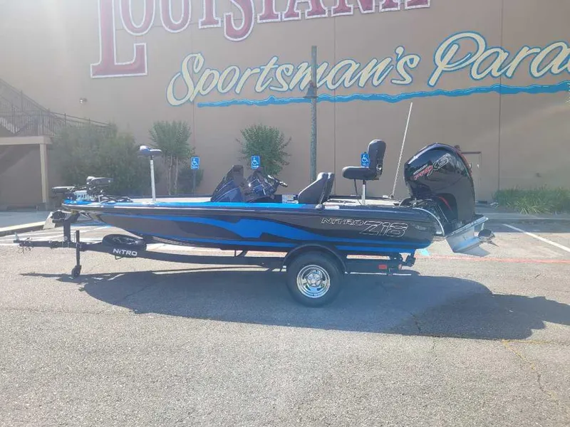 Slide: The Image of 2025 Nitro Z18 Pro boat parked at Louisiana Sportsman's Paradise. - 0