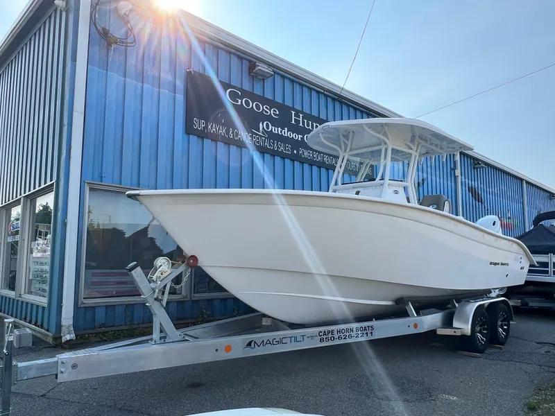 The Image of 2026 Cape Horn 24XS boat on trailer outside Goose Hummock store. - 0