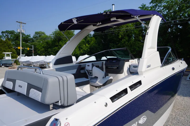 Slide: The Image of 2025 Chaparral 267 SSX boat bow with seating and speakers. - 15