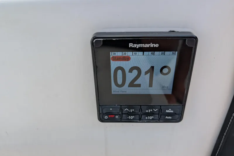 Slide: The Image of Raymarine display showing 021° on Express 37, 1986 model yacht. - 24