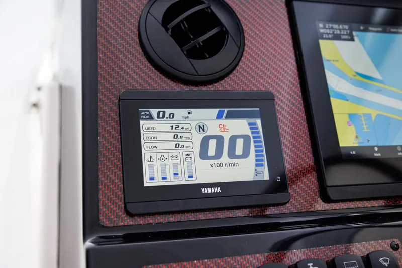 Slide: The Image of Dashboard of 2026 Solara S-250 DC featuring Yamaha display and navigation screen. - 9