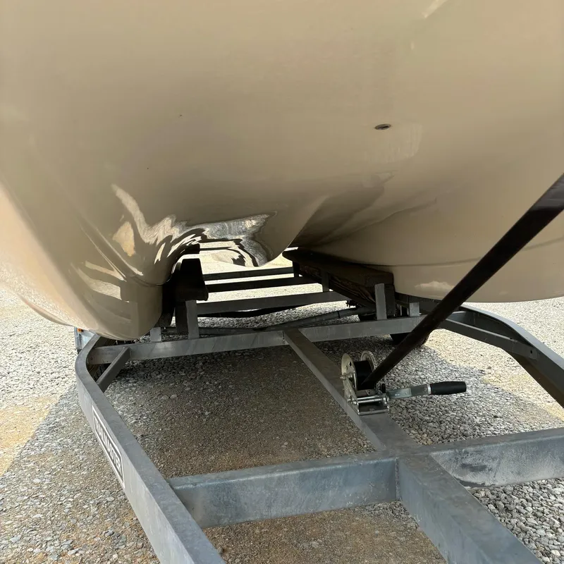 Slide: The Image of Bottom view of a 2020 Splendor Odyssey 220 boat on a trailer. - 15