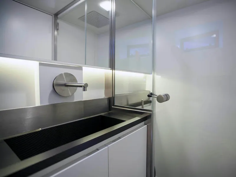 Slide: The Image of Modern bathroom interior of 2016 Wally Wallypower 52 yacht, featuring sleek design and fixtures. - 24