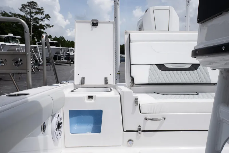 Slide: The Image of 2026 Blackfin 262 HB boat interior with seating and storage compartments. - 10