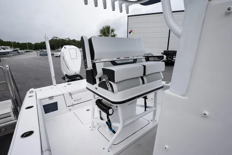 Slide: The Image of 2026 Blackfin 262 HB boat interior with modern seating and sleek design. - 17