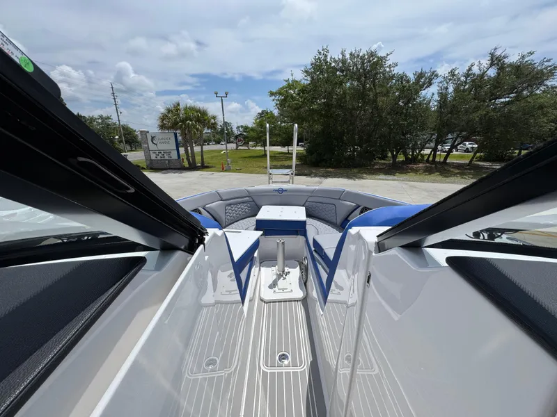 Slide: The Image of 2026 Fountain 39 DX boat interior with sleek design and spacious seating. - 25