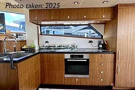 Slide: The Image of Luxurious kitchen interior of 2015 Mazarin 72 Sport Fly yacht, photo taken in 2025. - 48