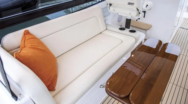 Slide: The Image of Luxurious interior of 2026 MJM 38x yacht with plush seating and nautical decor. - 18