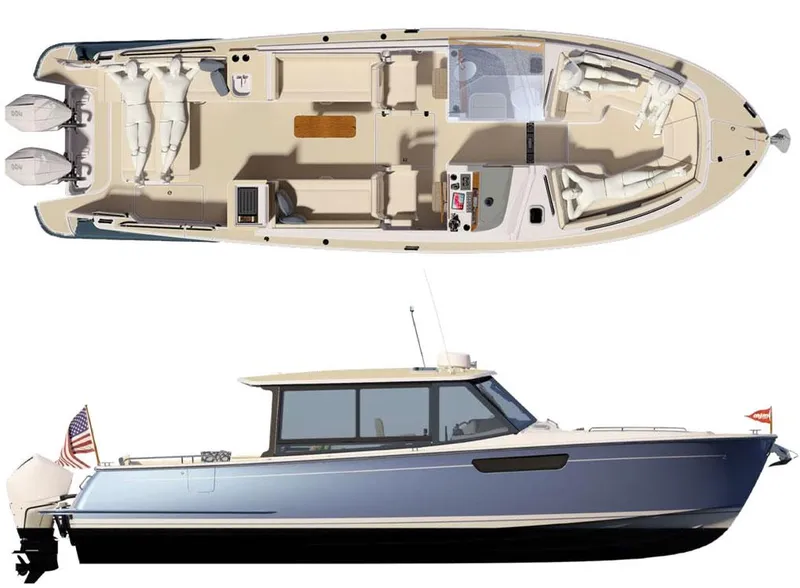 Slide: The Image of 2026 MJM 38x yacht bathroom with wooden cabinets, sink, and toilet. - 26