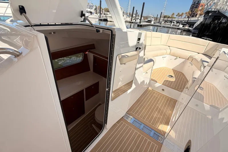 Slide: The Image of Luxurious bathroom interior of 2026 MJM 38x yacht with wood accents and modern fixtures. - 46