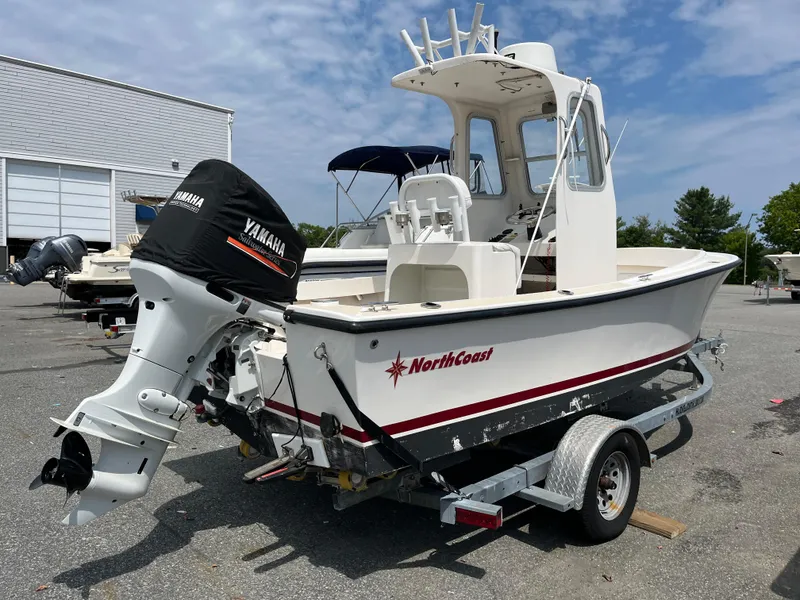 Slide: The Image of 2018 NorthCoast 190 Center Console boat with Yamaha outboard motor on trailer. - 3