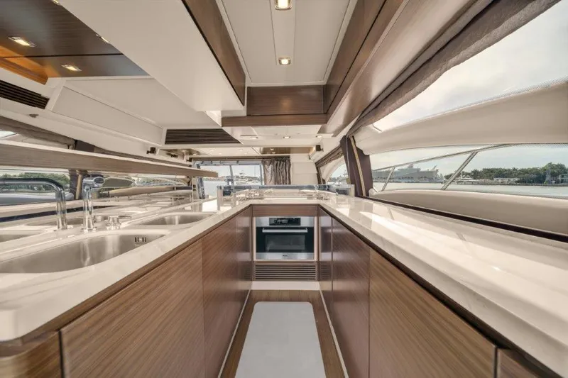 Slide: The Image of Luxurious kitchen interior of 2014 Azimut 64 Flybridge yacht with modern design. - 40
