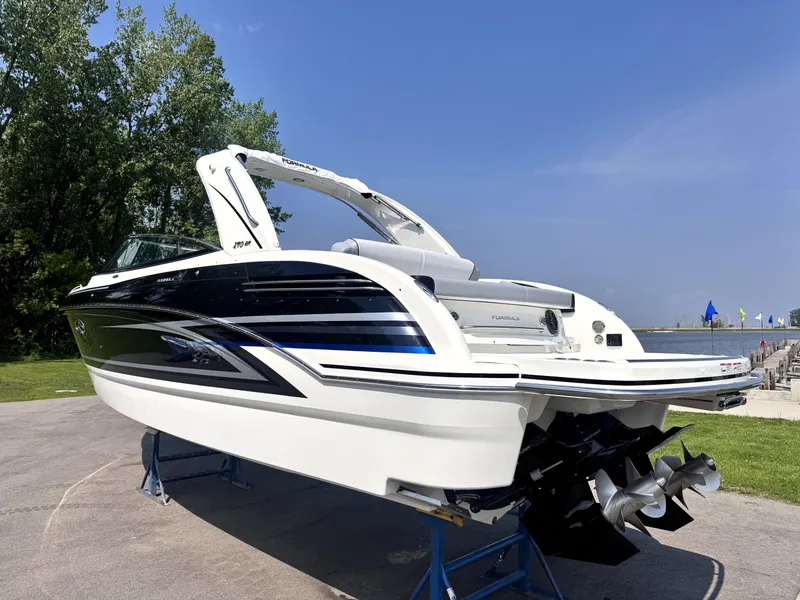 Slide: The Image of 2026 Formula 290 Bowrider boat on display, featuring sleek design and modern features. - 2
