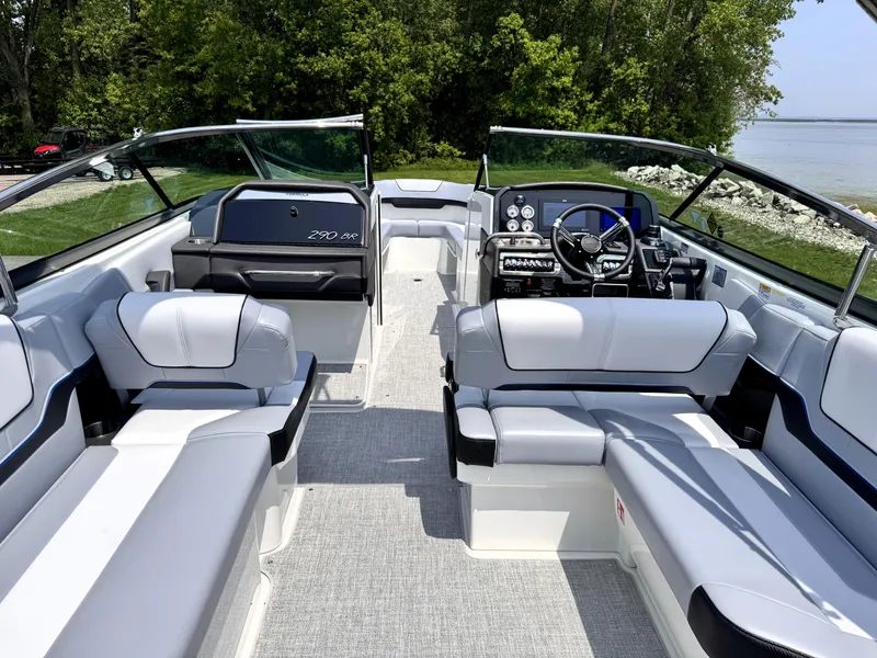 Slide: The Image of 2026 Formula 290 Bowrider boat interior with luxurious seating and modern dashboard. - 30
