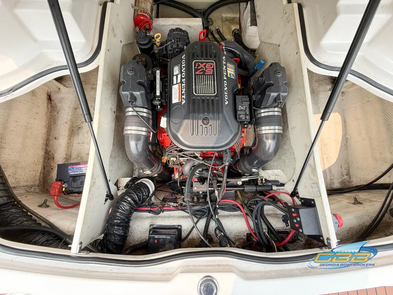 Slide: The Image of 2010 Regal 2300 Bowrider engine compartment with Volvo Penta motor, detailed view. - 16