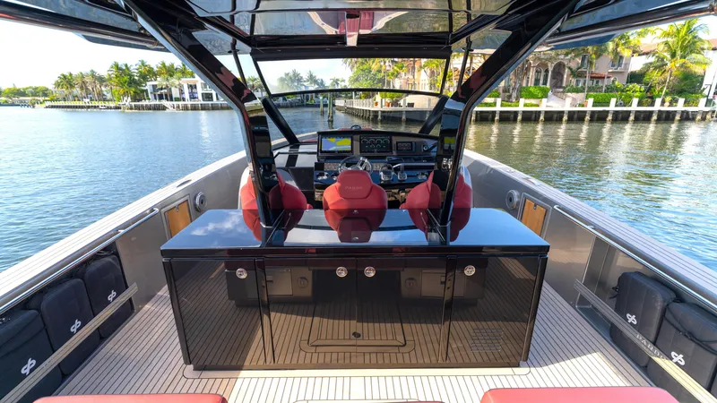 Slide: The Image of 2022 Pardo Yachts Pardo 43 luxury yacht interior with sleek design and waterfront view. - 20