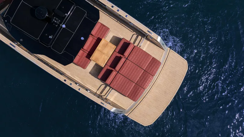 Slide: The Image of Overhead view of 2022 Pardo Yachts Pardo 43 with luxurious deck seating. - 9