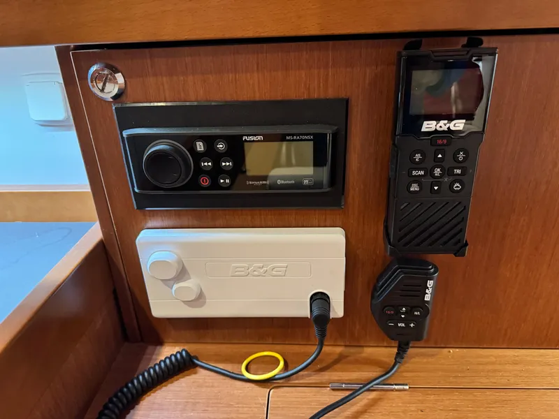 Slide: The Image of Control panel of a 2014 Beneteau Oceanis 48 yacht with B&G navigation equipment. - 45