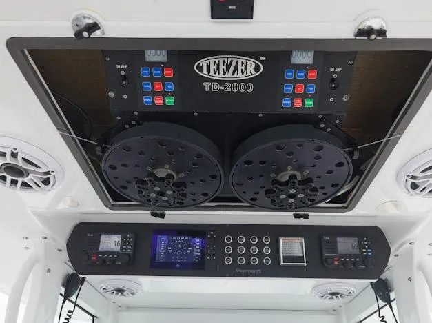 Slide: The Image of Interior view of 2022 Freeman 47 boat with advanced navigation system. - 37