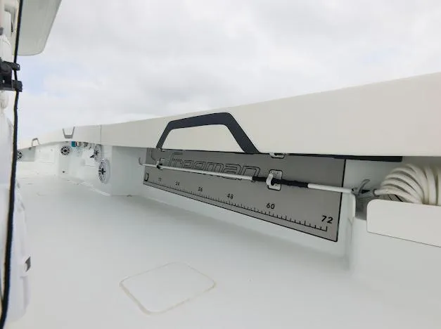 Slide: The Image of Freeman 47 boat with Simrad radar and LED light bar, 2022 model, on open water. - 56